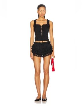 For Love & Lemons Lana Black Bustier Top